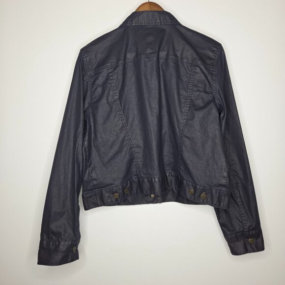 Ralph Lauren Womens Shiny Blue Jean Jacket Size XL Button Up Pockets Outdoors - Picture 4 of 9